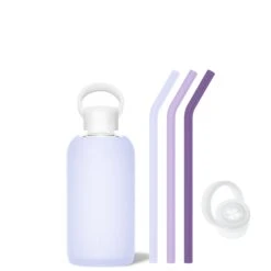 DREAM & THE SOCIALITE VIOLETS - LITTLE BOTTLE SIP KIT 500ML (16 OZ) -Drinkware Shop bkr sip kit silicone straw cap glass water bottle 16oz dream the socialite violets little bottle sip kit 500ml 16 oz bldsstb t16pb 35005511532715