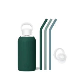 EVERLY & SEA FOREST - LITTLE BOTTLE SIP KIT 500ML (16 OZ) -Drinkware Shop bkr sip kit silicone straw cap glass water bottle 16oz everly sea forest little bottle sip kit 500ml 16 oz gresfpb t16pb 34890622763179