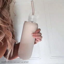 DOE - DEMI BOTTLE SIP KIT 650mL (22 OZ) -Drinkware Shop bkr sip kit silicone straw cap glass water bottle 22oz doe demi bottle sip kit 650ml 22 oz tndskpb t22pb 34845945692331