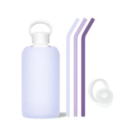 DREAM & THE SOCIALITE VIOLETS - BIG BOTTLE SIP KIT 1L (32 OZ) -Drinkware Shop bkr sip kit silicone straw cap glass water bottle 32oz dream the socialite violets big bottle sip kit 1l 32 oz bldsstb t32pb 35005506322603