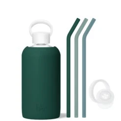 EVERLY & SEA FOREST - BIG BOTTLE SIP KIT 1L (32 OZ) -Drinkware Shop bkr sip kit silicone straw cap glass water bottle 32oz everly sea forest big bottle sip kit 1l 32 oz gresfpb t32pb 34885087461547