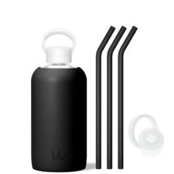 JET - BIG BOTTLE SIP KIT 1L (32 OZ) -Drinkware Shop bkr sip kit silicone straw cap glass water bottle 32oz jet big bottle sip kit 1l 32 oz bkjskpb t32pb 34994613420203