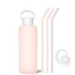 PARIS & THE COTTON CANDY - DEMI BOTTLE SIP KIT 650ML (22 OZ) -Drinkware Shop bkr sip kit silicone straw cap glass water bottle 32oz paris cotton candy demi bottle sip kit 650ml 22 oz mxpcctb t22pb 35462480691371