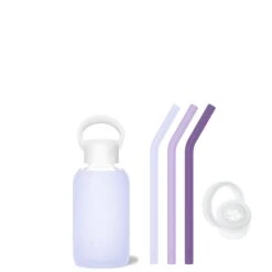 DREAM & THE SOCIALITE VIOLETS - TEENY BOTTLE SIP KIT 250ML (8 OZ) -Drinkware Shop bkr sip kit silicone straw cap glass water bottle 8oz dream the socialite violets teeny bottle sip kit 250ml 8 oz bldsstb t08pb 35005517136043