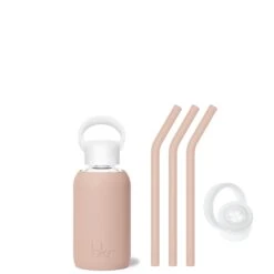 TEDDY - TEENY BOTTLE SIP KIT 250ML (8 OZ) -Drinkware Shop bkr sip kit silicone straw cap glass water bottle 8oz teddy teeny bottle sip kit 250ml 8 oz tntskpb t08pb 35006009213099